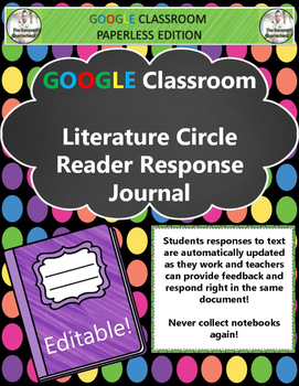 Preview of Digital Literature Circle Reader Response Journal Distance Learning