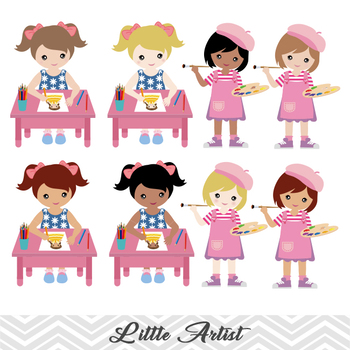 Little Girls Digital Art Set Clipart Commercial Use Clip Art by  BitsyCreations