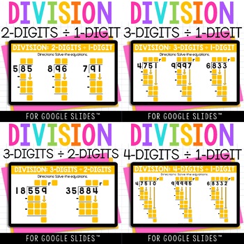 Preview of Digital Long Division Practice BUNDLE