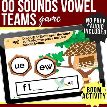 Preview of OO Sound Vowel Team Diphthongs {as in MOON} UE/EW, UI/OU, OO/U-E - Digital Game