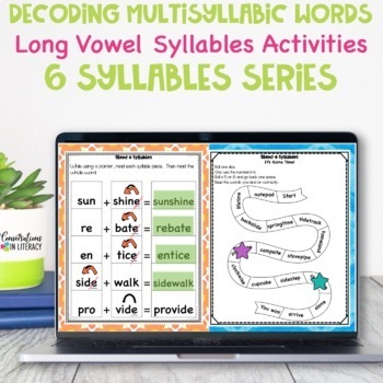 Preview of Digital Long Vowel CVCe Silent e Decoding Multisyllabic Words Phonics Activities