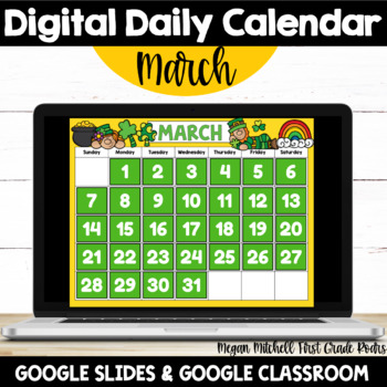 Preview of Digital MARCH Calendar  Google Classroom