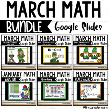 Preview of Digital MARCH Math Centers on Google Slides BUNDLE | Distance Learning