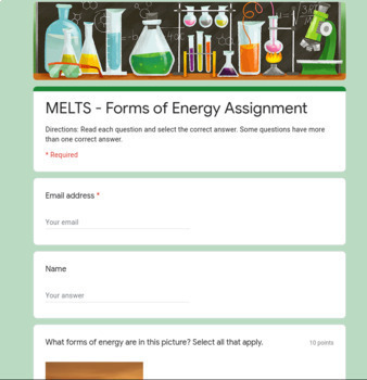 Preview of Digital MELTS Forms of Energy Assignment for Google Classroom