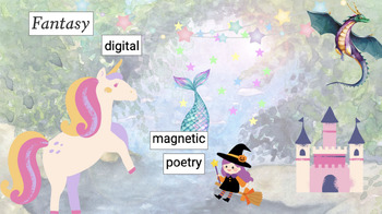 Preview of Digital Magnetic Poetry Fantasy Fun Warm up Creative Writing Syntax Tone Diction