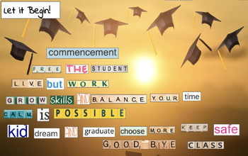Preview of Digital Magnetic Poetry: Graduation/School's Out Edition Word Play End of Year