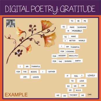 Preview of Digital "Magnetic" Tiles for Poetry: Gratitude