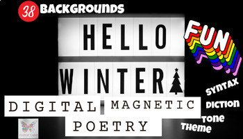 Preview of Digital Magnetic Poetry: Winter Fun Warm up Creative Writing Syntax Tone Diction