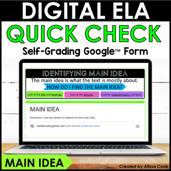 Preview of Digital Main Idea and Supporting Details | Google Forms Reading Comprehension