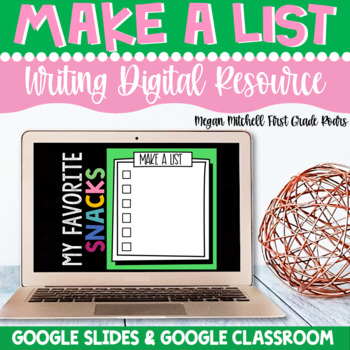 Preview of Digital Make a List Writing Prompts Google Slides