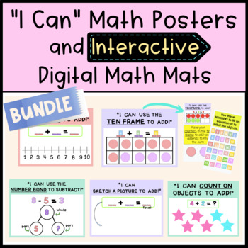 Preview of Digital Manipulatives/ Math Mats/ Strategy Posters - Addition, Subtraction