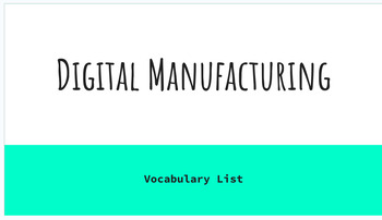 Preview of Digital Manufacturing Vocabulary Slides