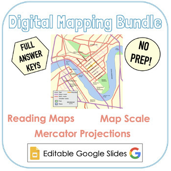 Preview of Digital Mapping Bundle: Reading Maps, Map Scale, Mercartor Projections
