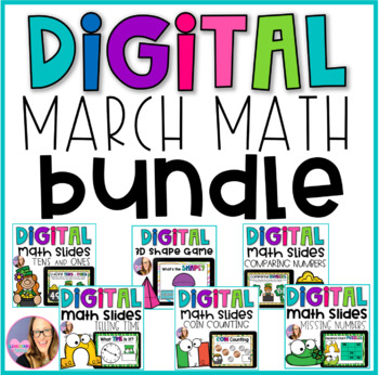 Preview of Digital March Math Slides BUNDLE - Distance Learning