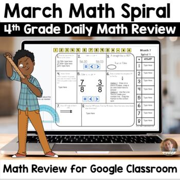 Preview of Digital March Math Spiral Review for Google Classroom: Daily Math 4th Grade