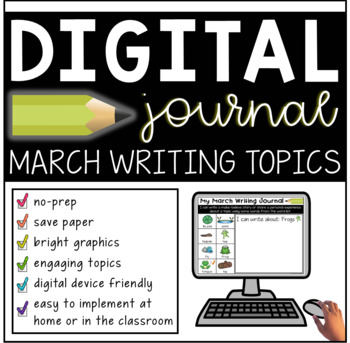 Preview of Digital March Writing Journal Prompts for K-2