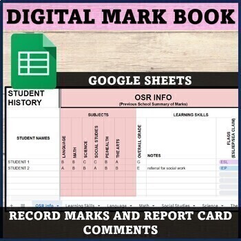 Preview of Digital Mark Book/Grade Book on Google Sheets | EDITABLE | FREE