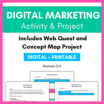 Preview of Digital Marketing Types Web Quest Activity and Concept Map Project