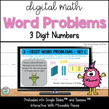 Preview of 3-Digit Differentiated Place Value Word Problems for Numbers to 1000 for Google