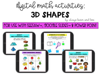 Preview of 3D Geometric Shapes with Solid Figures Interactive with Seesaw™ & Google Slides™