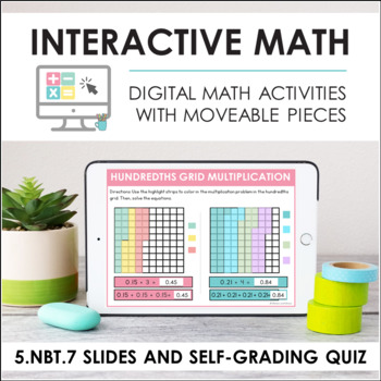 Preview of Digital Math 5.NBT.7 - Add/Sub/Mult/Div Decimals (Slides + Self-Grading Quiz)