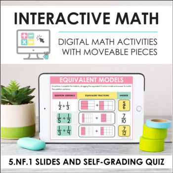 Preview of Digital Math 5.NF.1 - Add & Subtract Fractions (Slides + Self-Grading Quiz)