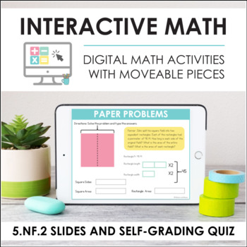 Preview of Digital Math 5.NF.2 - Add/Sub Fraction Word Problems(Slides + Self-Grading Quiz)