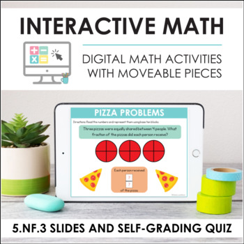 Preview of Digital Math 5.NF.3 - Fractions as Division (Slides + Self-Grading Quiz)