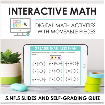 Preview of Digital Math 5.NF.5 - Fraction Multiplication as Scaling (Slides + Quiz)