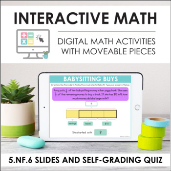 Preview of Digital Math 5.NF.6 - Solve Real World Problems (Slides + Self-Grading Quiz)