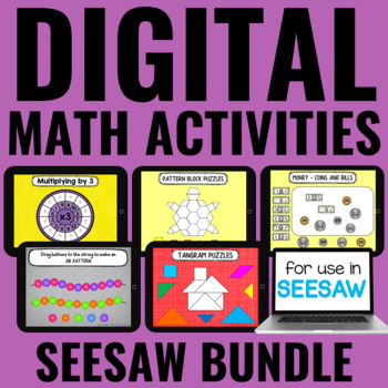 Preview of Digital Math Centers BUNDLE - SEESAW Activities - Digital Math Activities