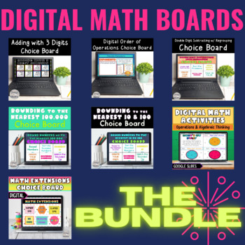 Preview of Digital Math Activities Bundle | Virtual Math Choice Boards
