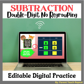 Preview of Digital Math Activities Centers | 2-Digit Subtraction | Editable Google Slides