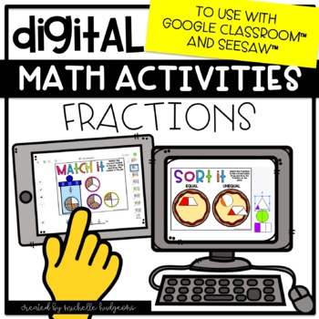 Preview of Digital Math Activities Fractions Digital for Google Classroom™& Seesaw™
