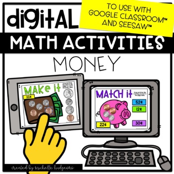 Preview of Digital Math Activities Money Counting Coins for Google Classroom™& Seesaw™