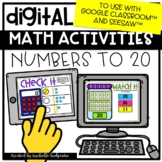 Digital Math Activities Numbers to 20 for Google Classroom