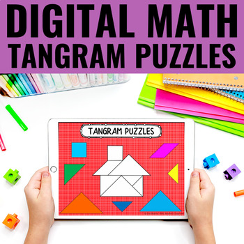 Preview of Tangram Puzzles - No Prep Digital Math Activities - Geometry Math Center Slides