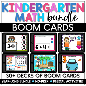 Preview of Kindergarten Math Boom Cards YEAR LONG Bundle