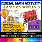 ADDITION FACTS to 5 Digital Math Resource : whole group, m