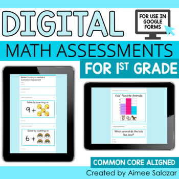 Preview of Digital Math Assessments for First Grade | Distance Learning