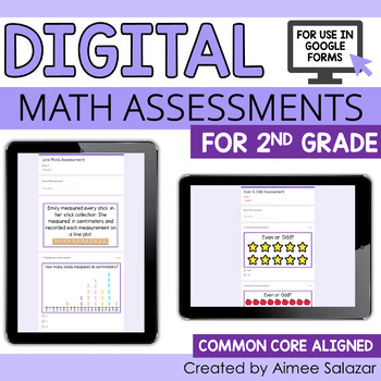 Preview of Digital Math Assessments for Second Grade / Distance Learning