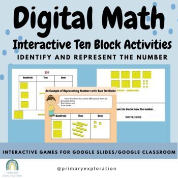 Preview of Digital Math : Base Ten Blocks Lesson and Games {Google Slides/Google Classroom}