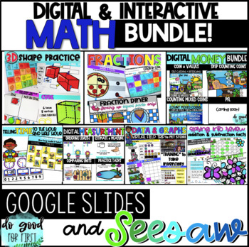 Preview of Digital Math Bundle - Google Slides & Seesaw! - Distance Learning