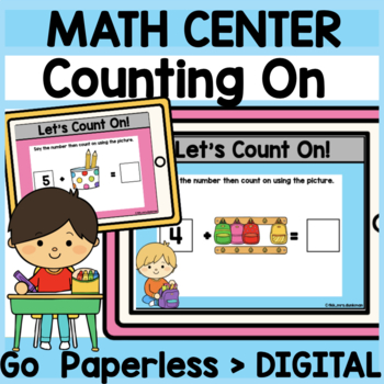 Preview of Digital Math Center Counting ON ADDITION to 10 Kindergarten Math | Google Slides
