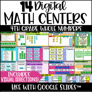 Preview of Digital Math Centers - 4th Grade Whole Numbers & Place Value For Google Slides™