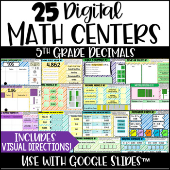 Preview of Digital Math Centers - 5th Grade Decimals & Place Value For Google Slides™