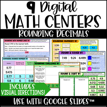 Preview of Digital Math Centers - 5th Grade Rounding Decimals For Google Slides™
