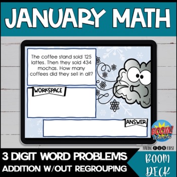 Preview of Digital Math Centers | Addition Word Problems | JANUARY | BOOM Cards