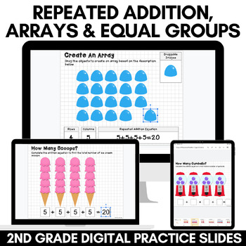 Preview of Digital Math Centers Repeated Addition, Arrays & Equal Groups