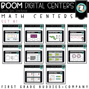 Preview of 1st Grade Digital Math Centers | Set #1 | Boom Cards